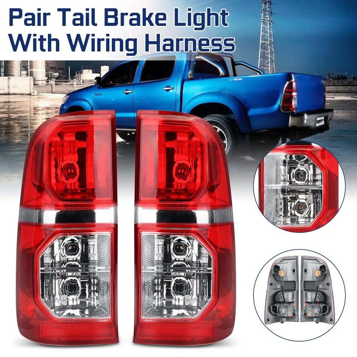 

Car Red Rear Tail Light Assembly Rear Brake Light Stoplight Reversing Lamp For Toyota Hilux 2005-2015 With Wiring Harness