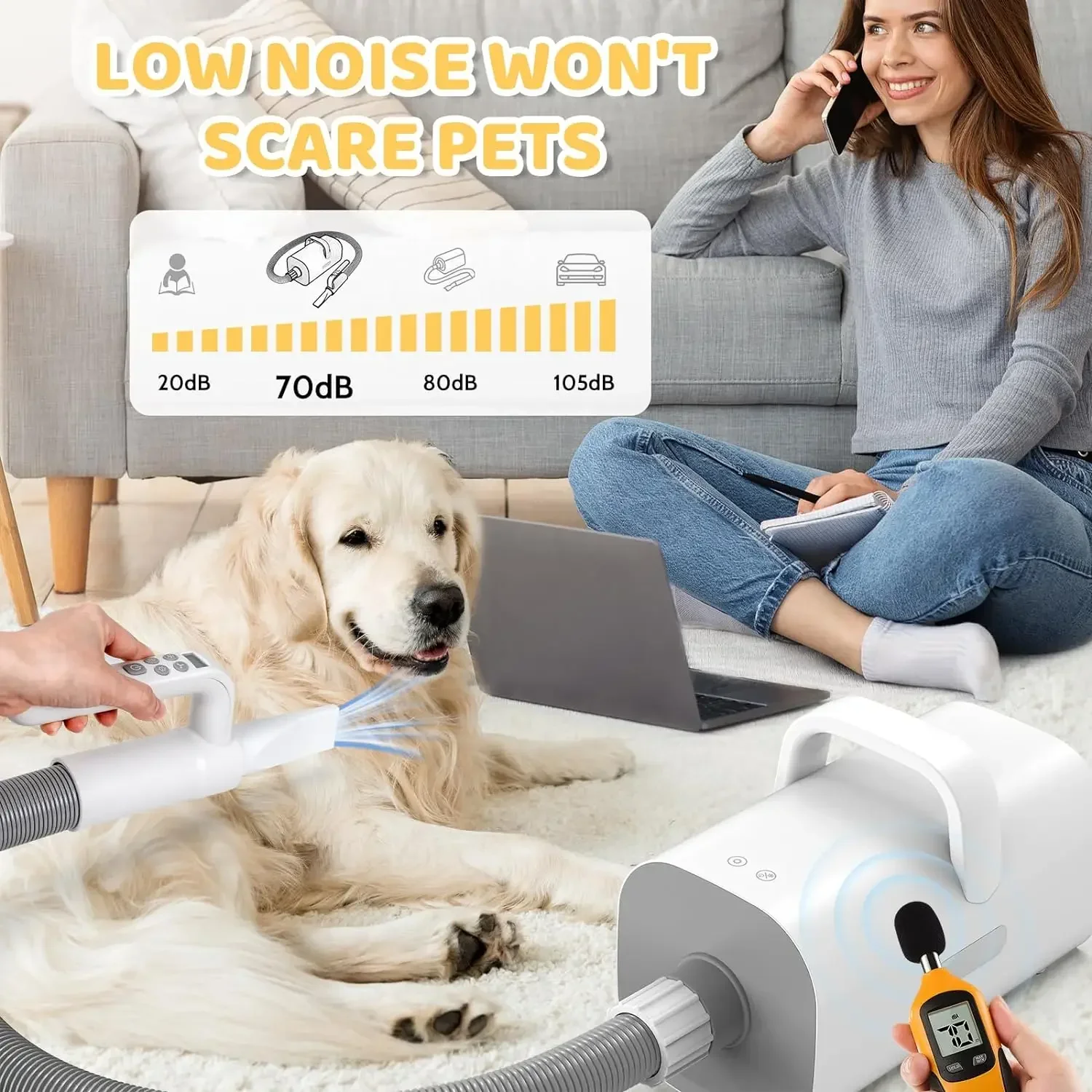 4 in1 Dog Hair Dryer For Pet Grooming Blower Portable Pettime Vet Cat Machine With Glove