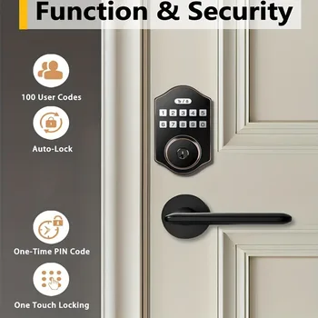 CIEPOJIT Smart Front Door Lock Deadbolt Keyless Entry Locks  Digital Keypad Security For Home Unlock with password/key 5