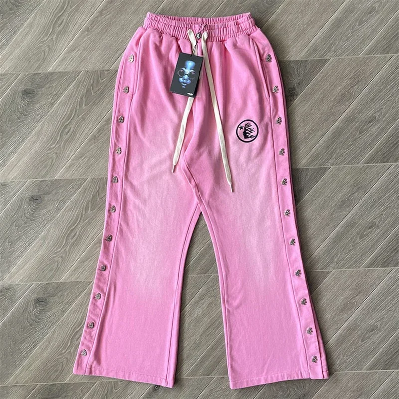 

24ss Washed Pink HELLSTAR Oversized Pants Men Women 1:1 Best Quality Joggers Sweatpants Tracksuit Set