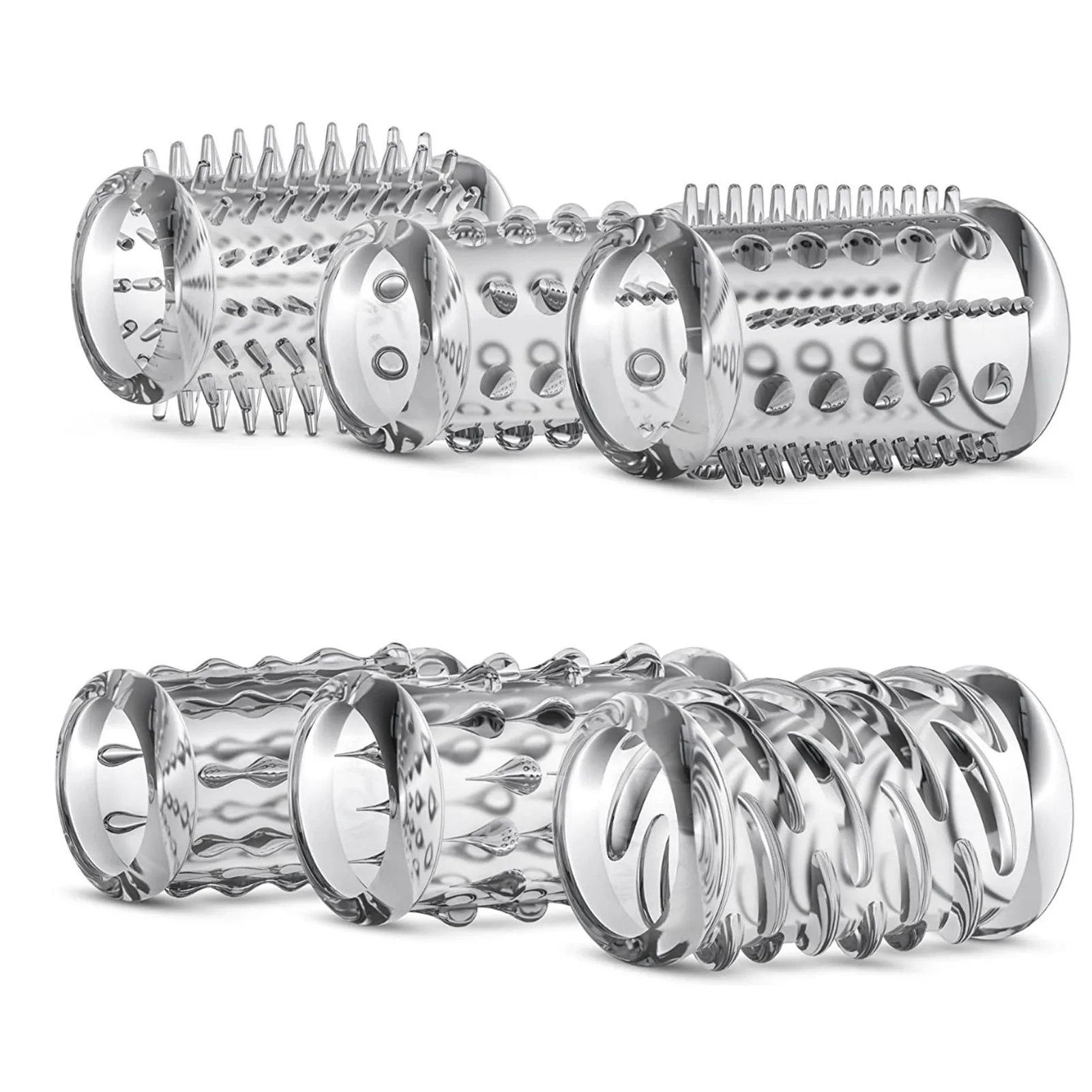 Sex Toys 6pcs Clitoris Stimulator Finger Condoms Big Spikes Sex Toys Female Vagina Stimulation Finger Sleeve For Men Adult Supplies