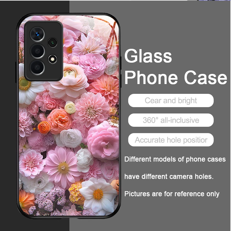 Floral Luxury Fresh Flower Pattern Glass Phone Case