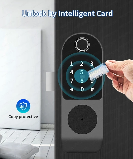 Security Home Gate Door Keys Entry RFID Card Code Password Tuya Wifi TTlock Smart Door Lock Digital Double Side Fingerprint Lock 4