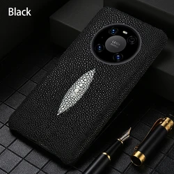 Premium Genuine Stingray Leather Phone Case - Elegant and Durable Design for Pura 90sPro (Black)