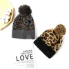 4 Color Knitted Leopard Beanies Skully Trendy Warm with Pompom Fur Pom Pom Print Winter Hat For Women Fashion Gift 3