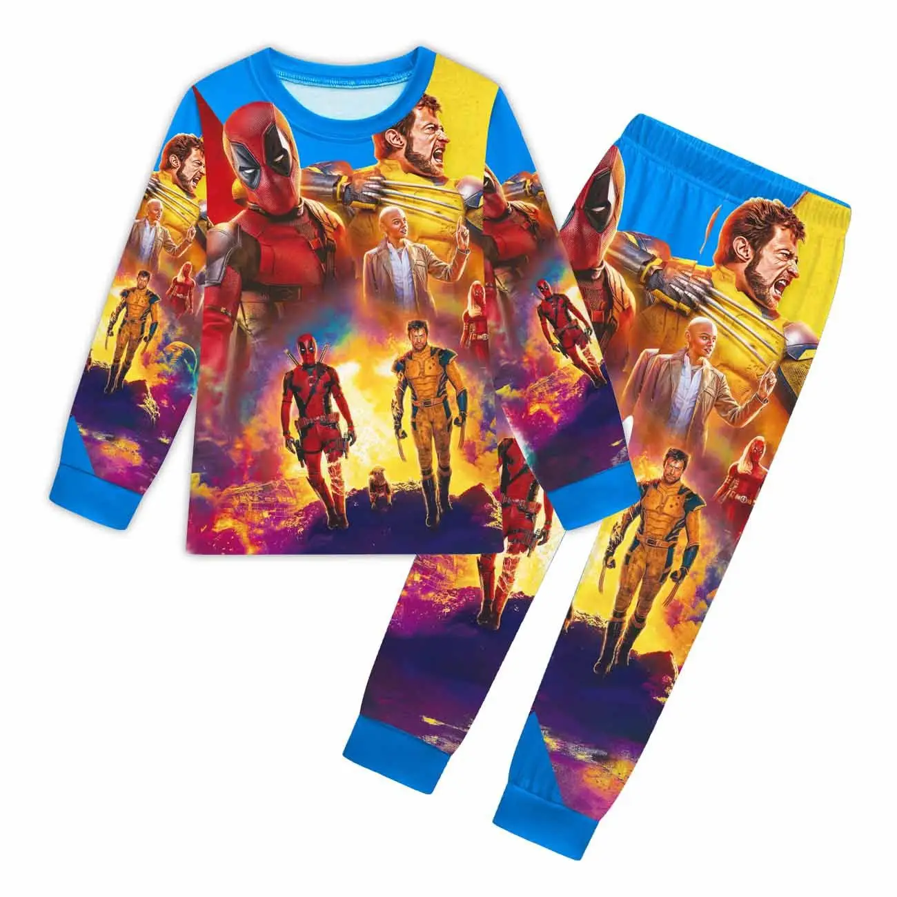 D-Deadpool Cosplay Costume for Kids Superhero Pyjamas Halloween Costume Children T Shirt+pants 2pcs Set Boys Girls Anime Clothes