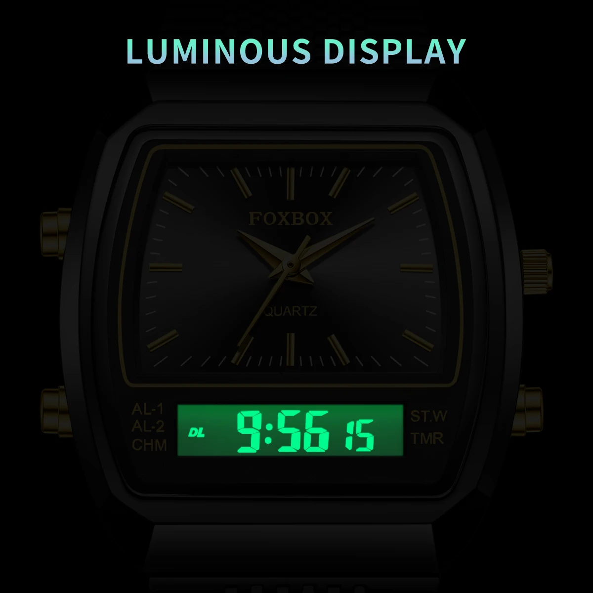FOXBOX Luxury Dual Display Waterproof Sports Watch - Fashionable Quartz Timepiece
