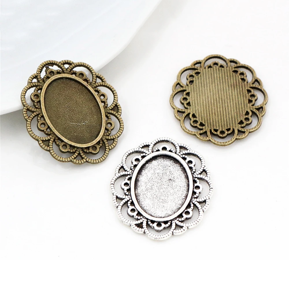 10pcs 13x18mm Innere Größe Antike Silber Überzogene und Bronze Vintage Style Cameo Cabochon Basis Einstellung Anhänger halskette erkenntnisse