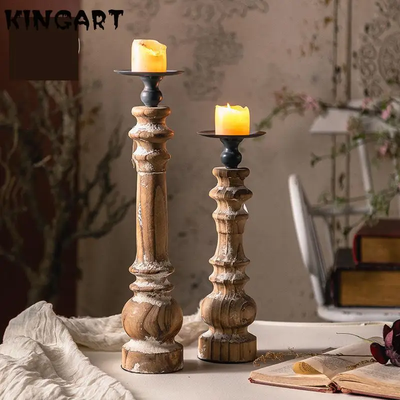 AntiqueCandlestickWoodHomeDecorCandleHolderWeddingsCenterpieces