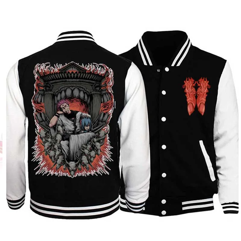

Harajuku Jujutsu Kaisen Ryomen Sukuna Baseball Uniform Hoodie Coat Hooded Women Men Sweatshirt