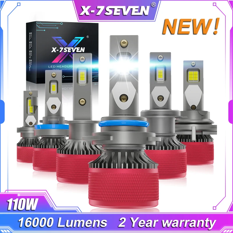 X-7SEVEN X-Aurora Pro 110W 16000LM 6500K LED Headlight Bulb For Car9004 9005 9006 9007 9012 H1 H4 H7 H11 with Canbus EMC