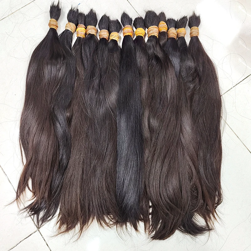 100% Natural Raw Bulk Straight Human Hair Bundles No Weft Unprocessed Braiding Extensions Elegant For Women Choice 50g 100g/pcs