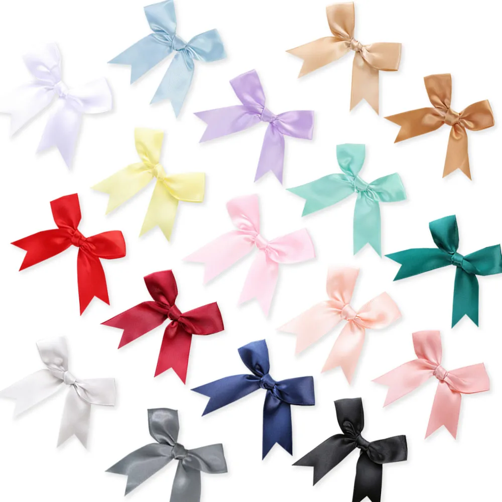 50PCS 85*85mm Satin Ribbon Bows Decoration For Craft Gift Flower Headwear Clothing DIY Wedding Invication Card Bags Party Decor ribbon decoration satin ribbons ribbon supplies satin ribbon