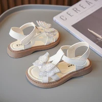 Toddler Girls Sweet T-strap Bowknot Sandals Beach Shoes Kids Princess Sandals 6-15 Years Flats Summer Baby Sandals for Girls 2