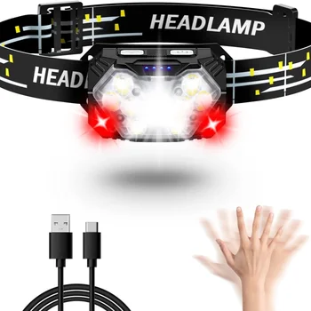 Ultra Bright LED Headlight with Red Light, USB Rechargeable Headlamp, Outdoor Running, Hiking, Camping Forehead Flashlight Head Lamp 1
