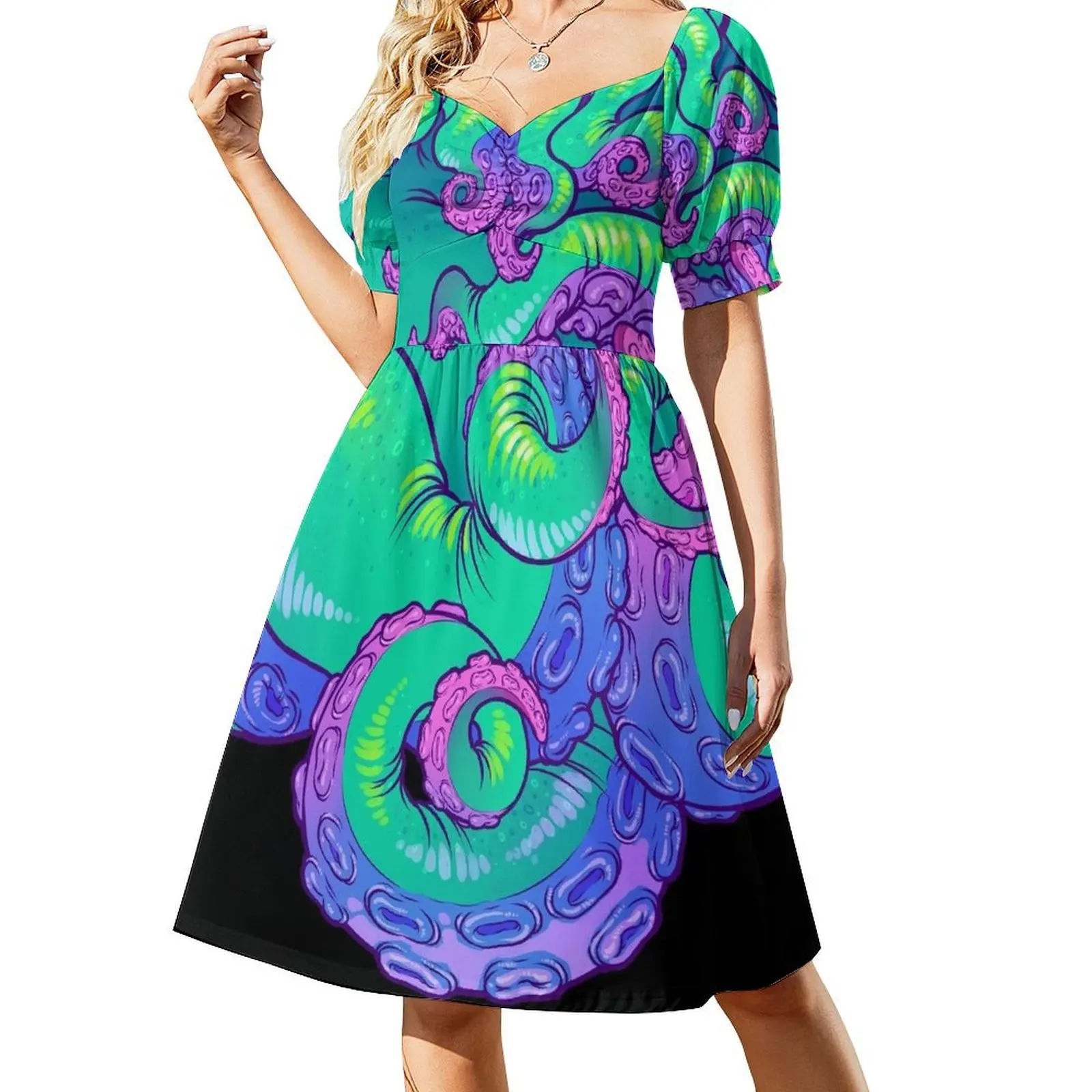 Vestido de manga corta Cthulhu Tentacles vestidos de cóctel Vestido mujer Vestido