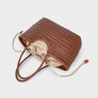 Sacs à main femmes en cuir véritable sac à bandoulière tissage sac à provisions décontracté Vintage grand fourre-tout sac à main peau de vache croix sacs à main dame 4