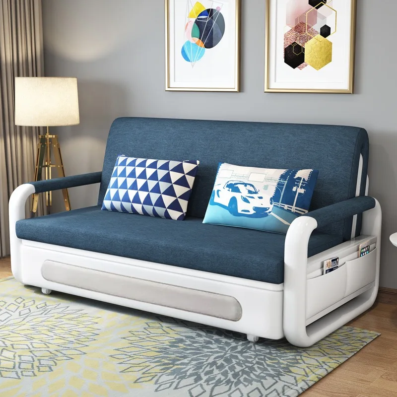 thumbnail image 1 of Sofá cama plegable moderno con tapicería de tela, muebles de apartamento, marco de Metal extensible para sala de estar, comedor, uso en Hotel, 1 of 4