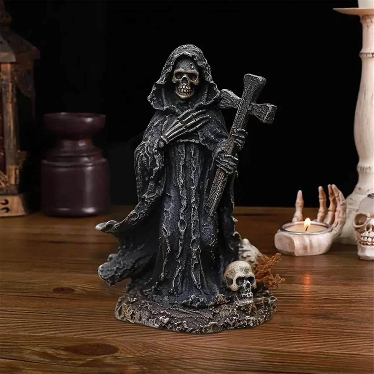 PQWN Skelettfigur Evil Grim Reaper für Halloween Home Office Dekor – Detail 12