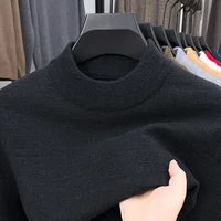 Pull en tricot demi-col roulé pour homme, sweat-shirt à col montant, couleur unie, de marque, décontracté, nouvelle collection automne/hiver 3