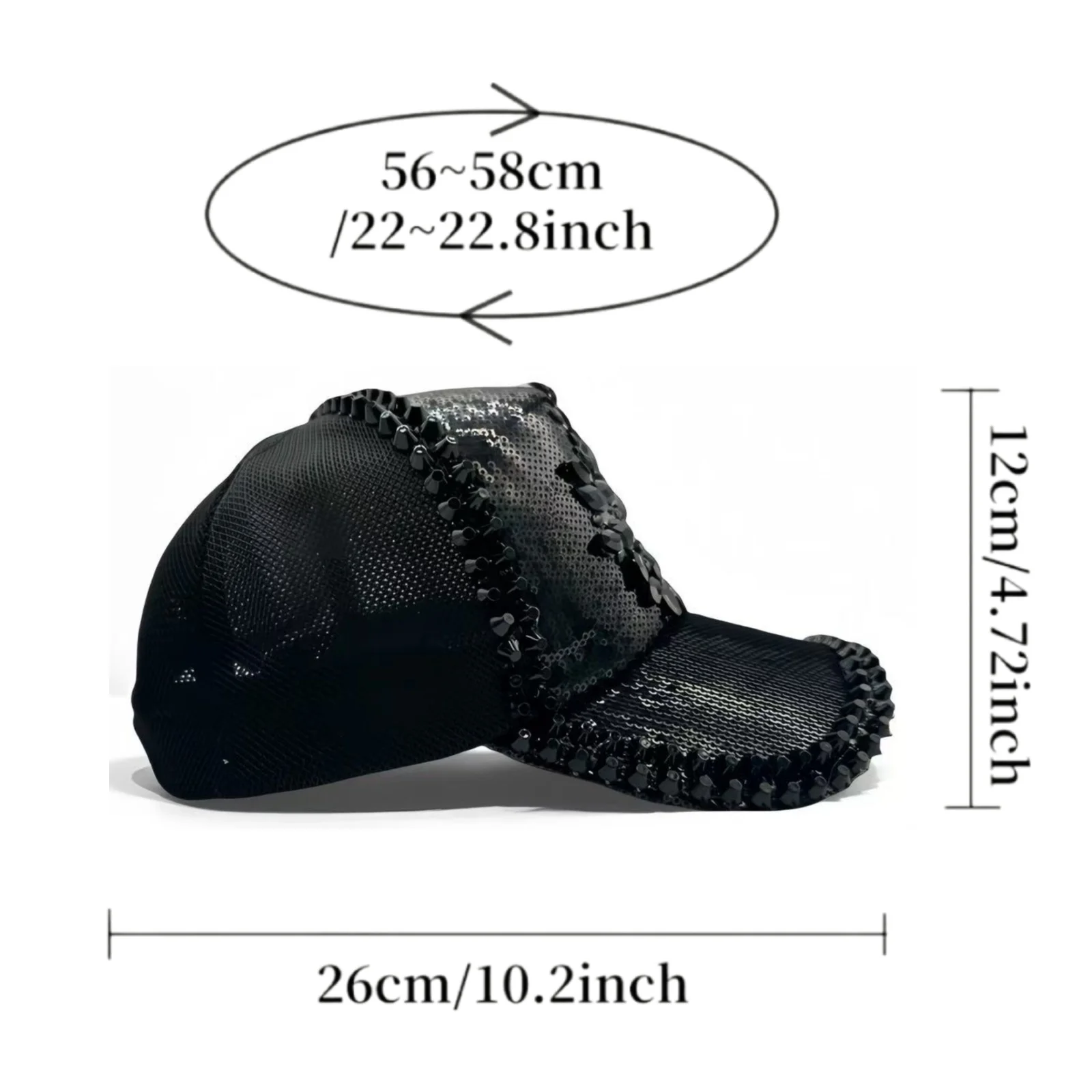 HongLuan Schwarze Luxus-Steampunk-Baseballkappe und Kapitänsmütze mit Strasssteinen für Damen, Rave-Festival-Accessoires, Partykappe für Herren – Detail 2