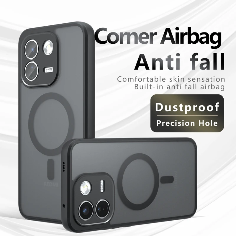 Shockproof Magnetic Matte Anti-Fingerprint Translucent Phone Case