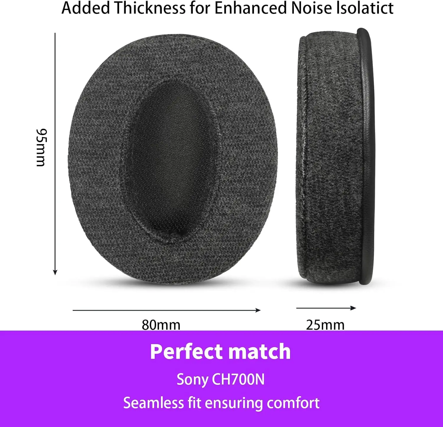 Earpads Cushion Compatible with Sony WH-CH700N/ch710n/ZX770BN ZX780DC Headphones Ear Pads Replacement with Durable & Breathable