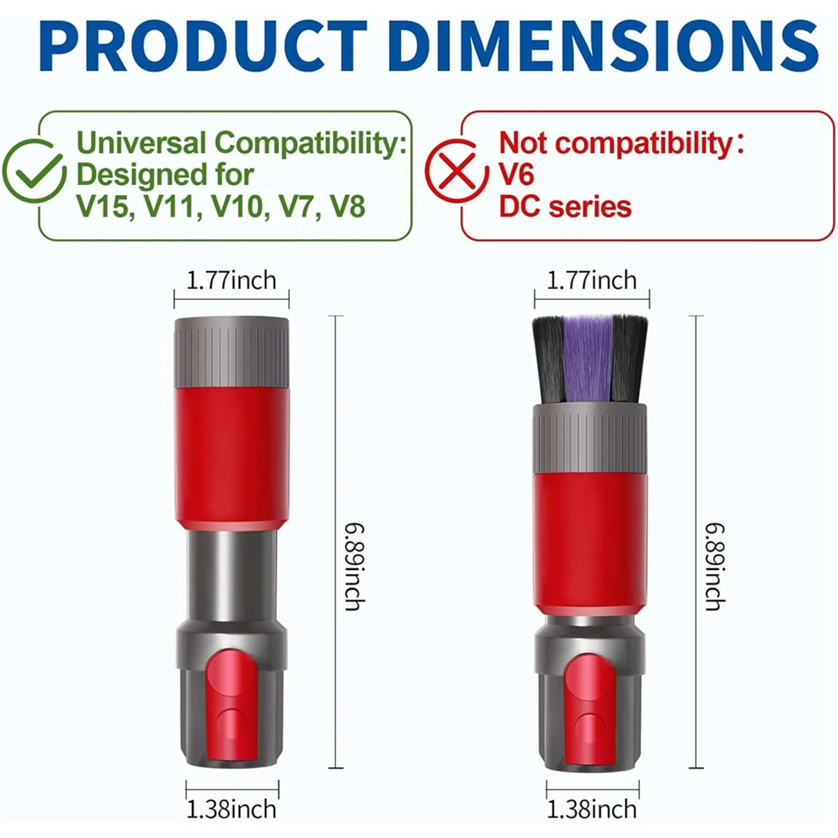 Home Cleaning Kit Mattress Tool Stiff Brush Soft Bristle Attachment Crevice Tool for Dyson V15 V11 V10 V7 V8