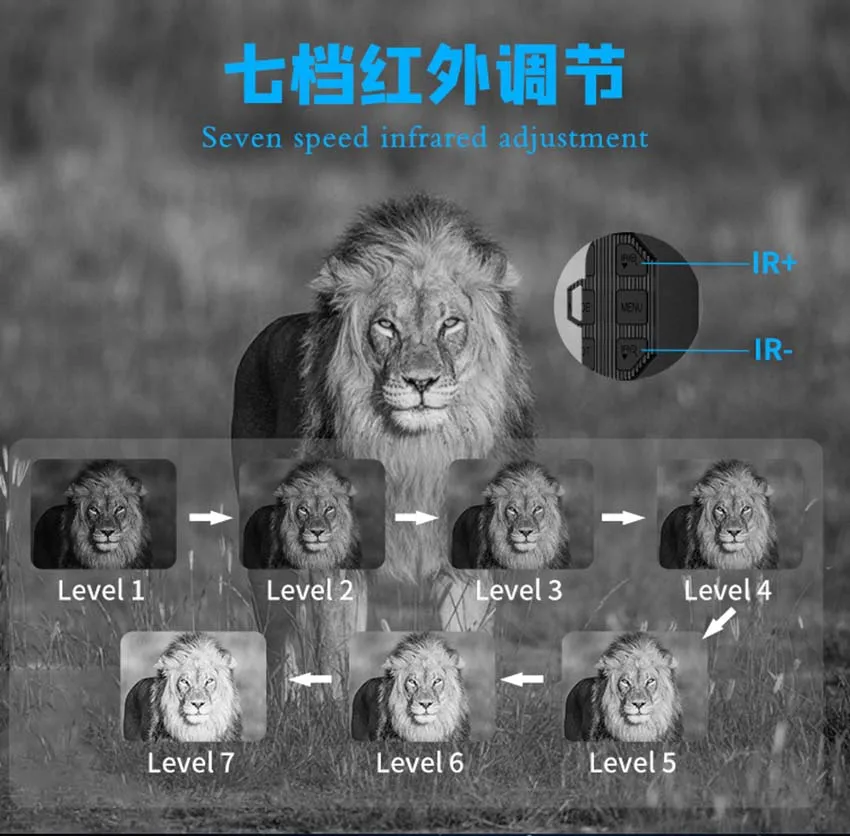 NV016 WiFi 쌍안경 5K UHD 야간 투시경 4 인치 화면 52MP 10X 디지털 줌 사냥 캠핑을위한 저/무광 비전 망원경