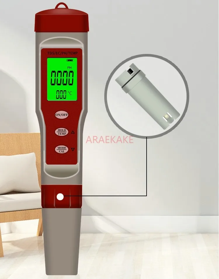 Five in one multifunctional water quality detection pen, pH pen, acidity meter, TDS conductivity tester, temperature and salinit