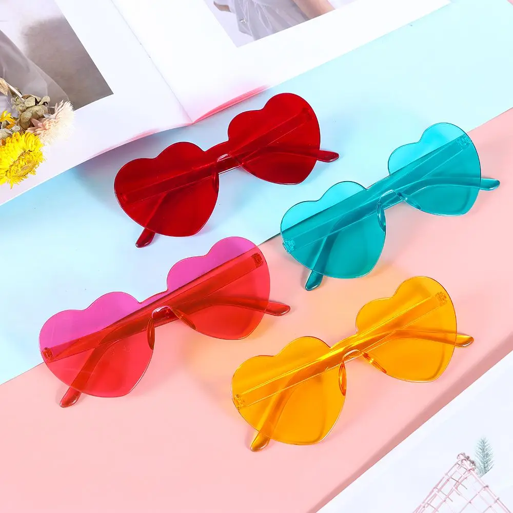 

Party Favor Candy Color Transparent Eyewear Rimless Heart Glasses Heart Sunglasses Sunglasses for Women