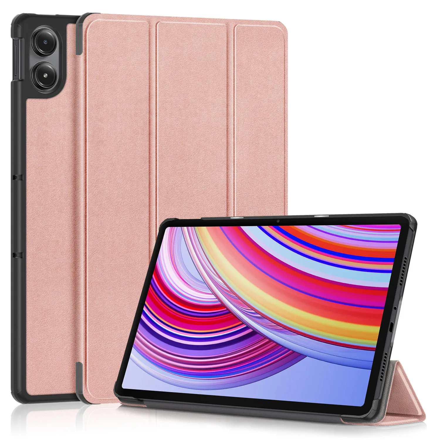 Premium PU Leather Tri-Fold Stand Tablet Case with Auto Sleep/Wake Function - Hard Back Protector