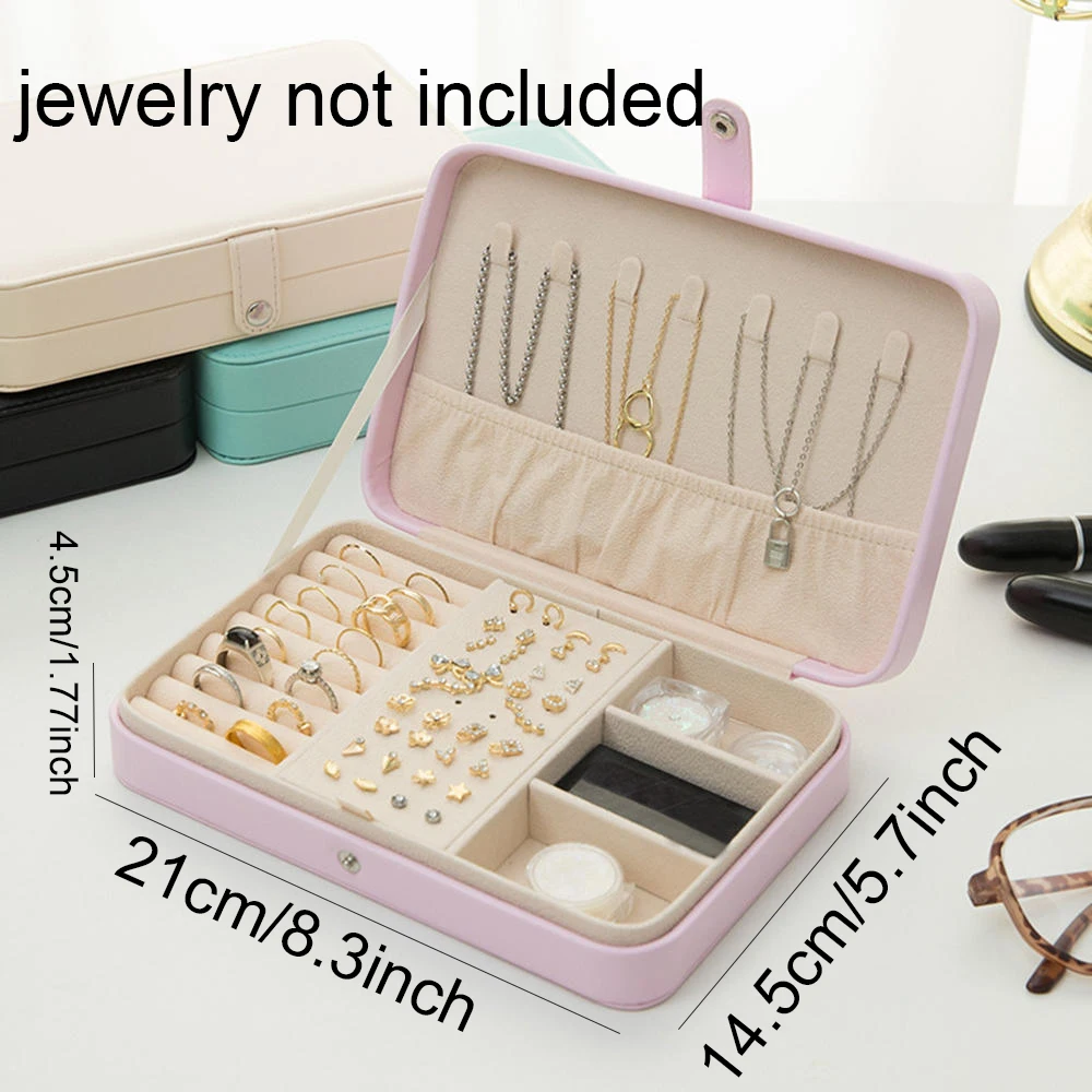 1Pcs PU Leather Double Layer Multifunctional Waterproof Jewelry Storage Box Travel Portable For Ring Earrings Necklace Bracelet 
