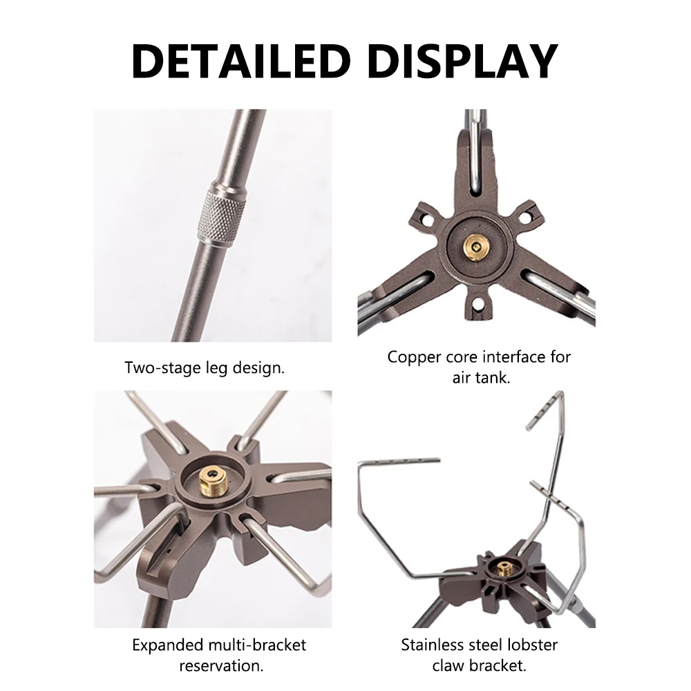 Outdoor Camping Gastank und Öfen Halterung tragbare abnehmbare Ofen Rack höhen verstellbare Aluminium legierung Öfen Erweiterung – Detail 9
