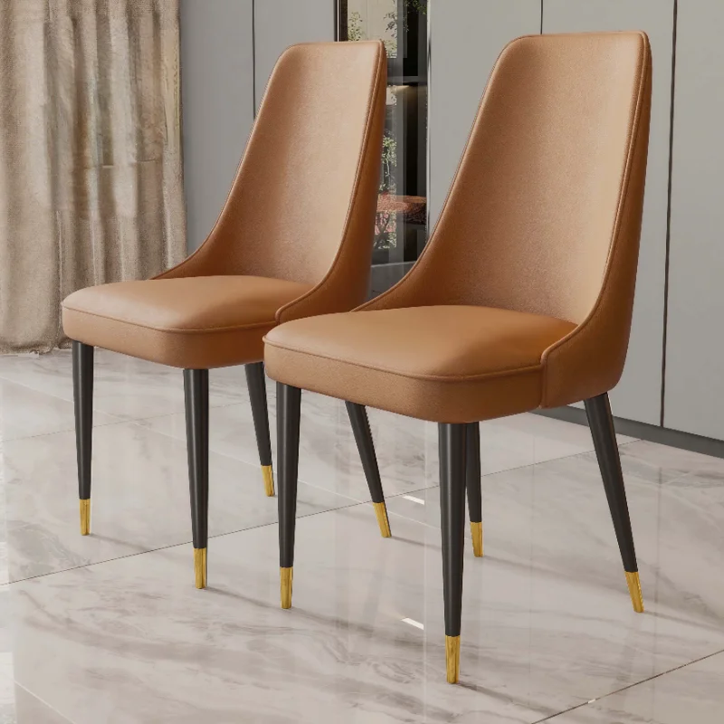

Light Luxury Nordic Dining Chair Modern Kitchen Fashion Iron Art Lounge Stools PU Leather Dining Chair Restaurant Home Furniture