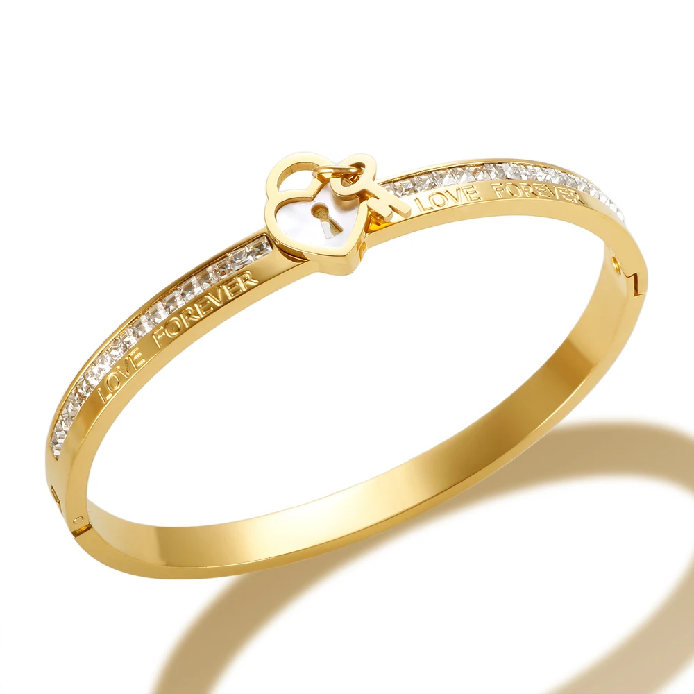 JINHUI Heart Lock Key Bracelets Bracelets Stainless Steel Shiny