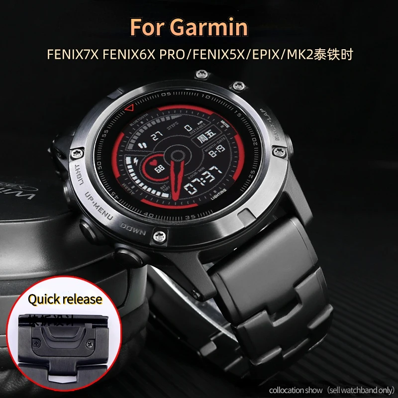 

Quick Release Titanium alloy Smart watch band For Garmin Fenix 7X/6X pro/5x/3HR/hr/Forerunner/MK2 935/945 strap male 22mm 26mm