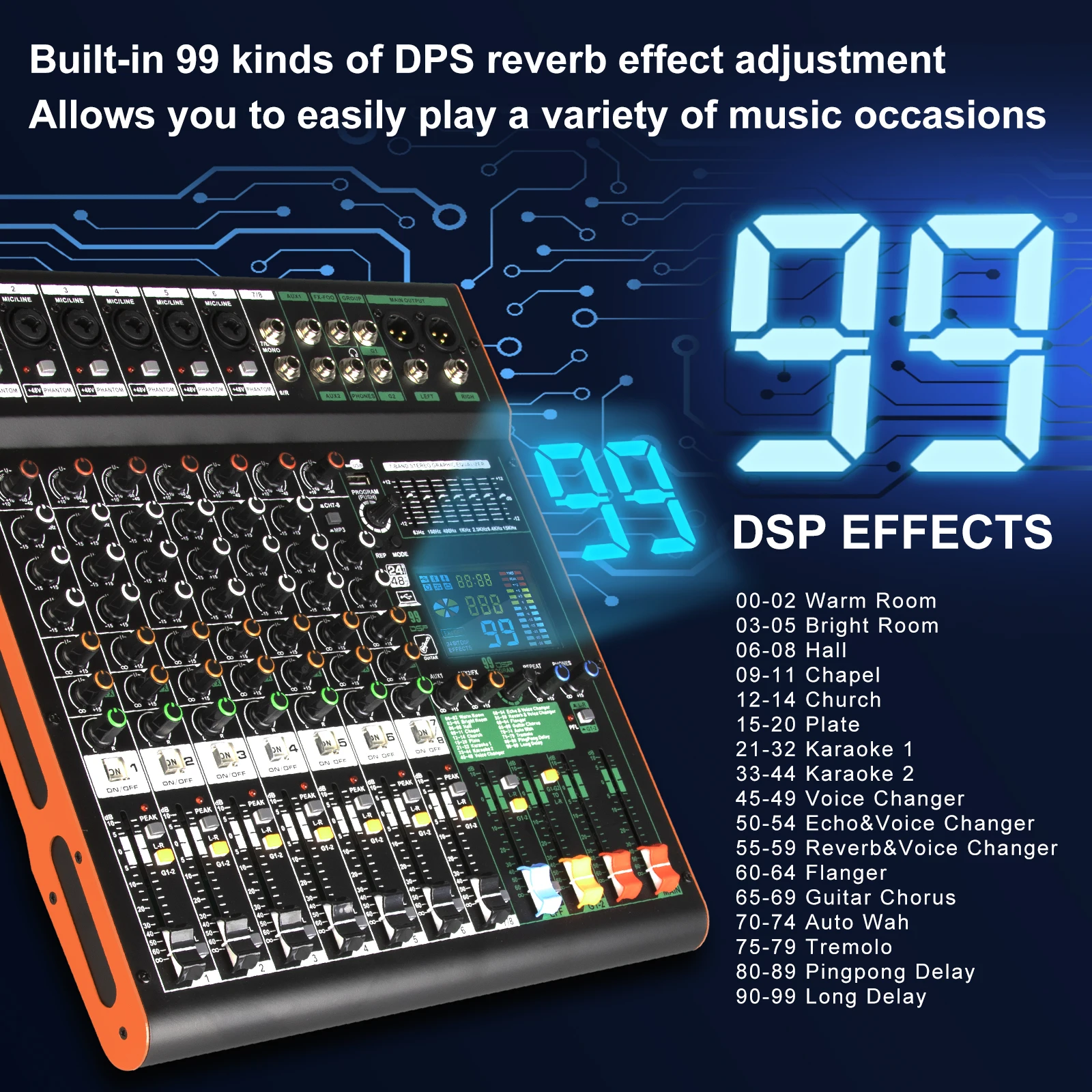 『美品』Phase DJ Depusheng TC8 Professional Audio Mixer 99 DSP 8 Channel Dual