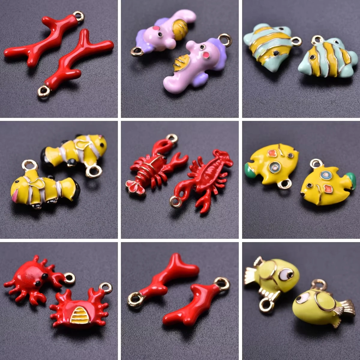チャームパーツ 涼しげな魚ちゃん達 6 ピース/ロット小さな海洋動物サンゴの木のペンダントチャーム