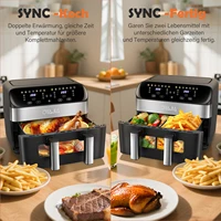 Friteuse à air 10 L avec séparateur amovible, fenêtre de visualisation, affichage tactile LED numérique, 12 fonctions, circulation d'air chaud, 2600 W 4