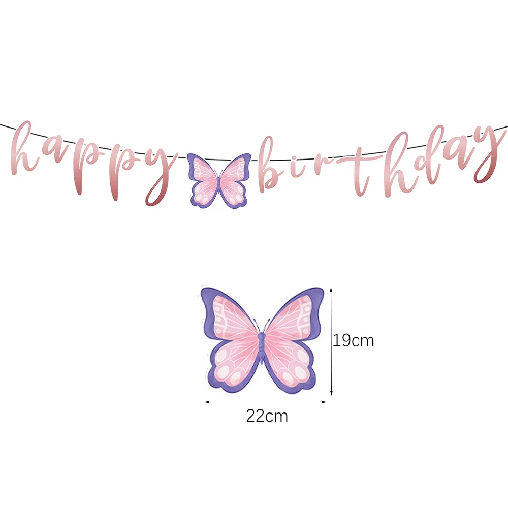 Butterfly Fairy Birthday Party Tableware Set - Pink Disposable Plates Cups Napkins and Tablecloth