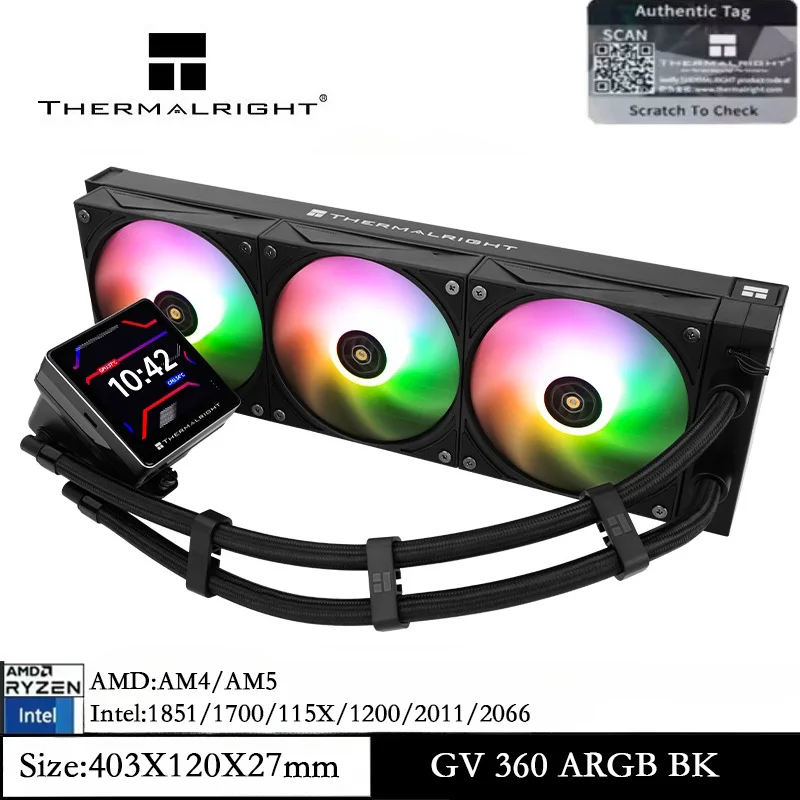 Thermalright Mjolnir Vision 360 ARGB White AIO CPU Cooler - IPS LCD Screen For AM5/LGA1700/1851