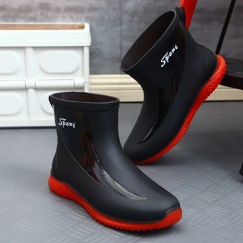 Bottes de pêche courtes homme hiver doublées polaire imperméables résistantes mode PVC extérieur