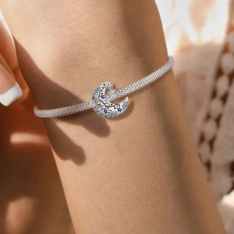925 Sterling Silver Snow Mountain Scenery Starry Sky Charms Beads Fit Original  Bracelet Bangle High Quality DIY Jewelry