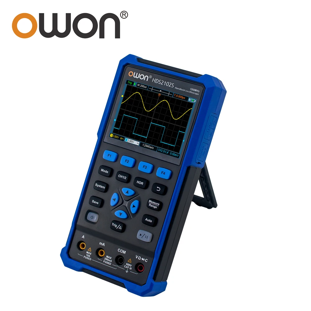 Digital Multimeter Digital Oscilloscope Signal Generator OWON HDS2102S 2CH Handheld Oscilloscope Multimeter Waveform Generator 100MHz 500MS/s Signal Generator 3.5inch USB True RMS Test