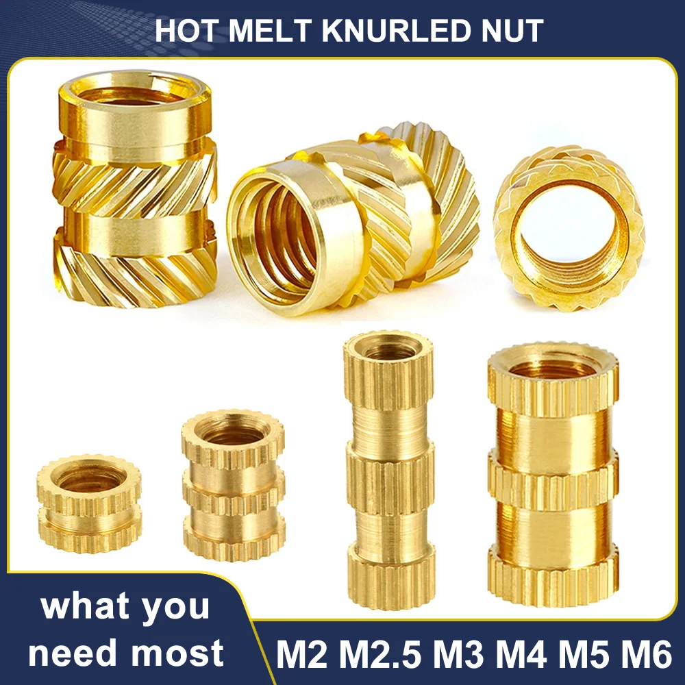 M2 M2.5 M3 M4 M5 M6 Brass Heat Insert Nut Knurled Threaded Hot Melt Molding Injection Embedded Insertion Nut of 3D Printer