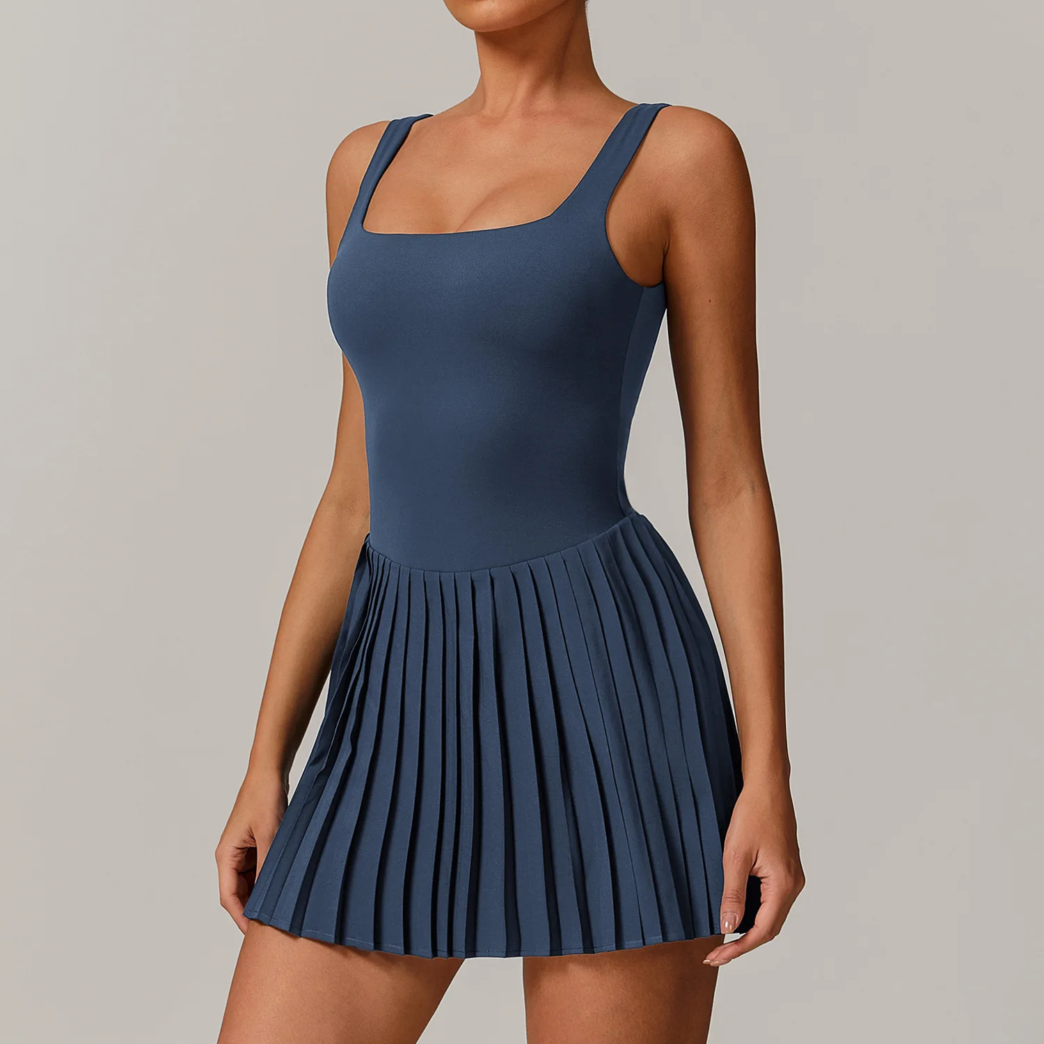 New Gym Yoga Clothes Women's Short Tennis Skirts with Pocket Yoga Jumpsuit Tracksuit Set Sport One Piece Sleeveless Short Skirts