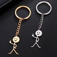 Teamer Funny Middle Finger Stickman Keychain 2026 Cute Trend School Bag Car Key Pendant Couple New Trinket Gift Keyring 3
