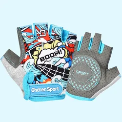 Youth Sports Fingerless Gloves - Durable Cycling & Skating Protection - S (Surfer boy)