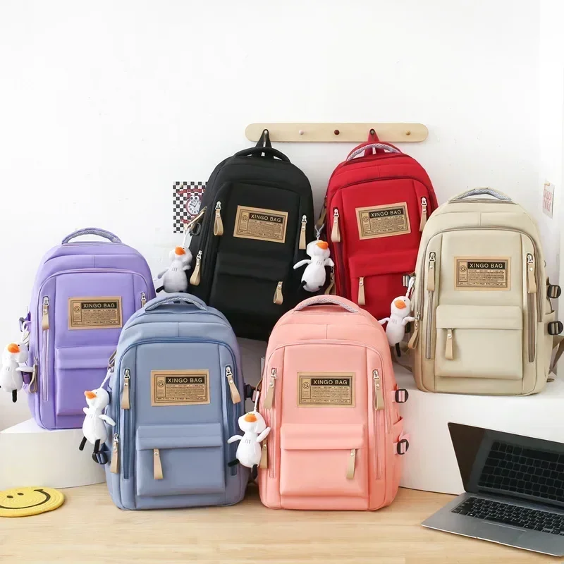 5-piece Free Pendants Large Capacity Backpack School Students College Style Korean Version Multi Piece Set Trendy Street Style 3